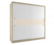 Velká šatní skříň CRAFTON 200 cm s posuvnými dveřmi DUB SONOMA/MAT/PERLOVÝ LESK